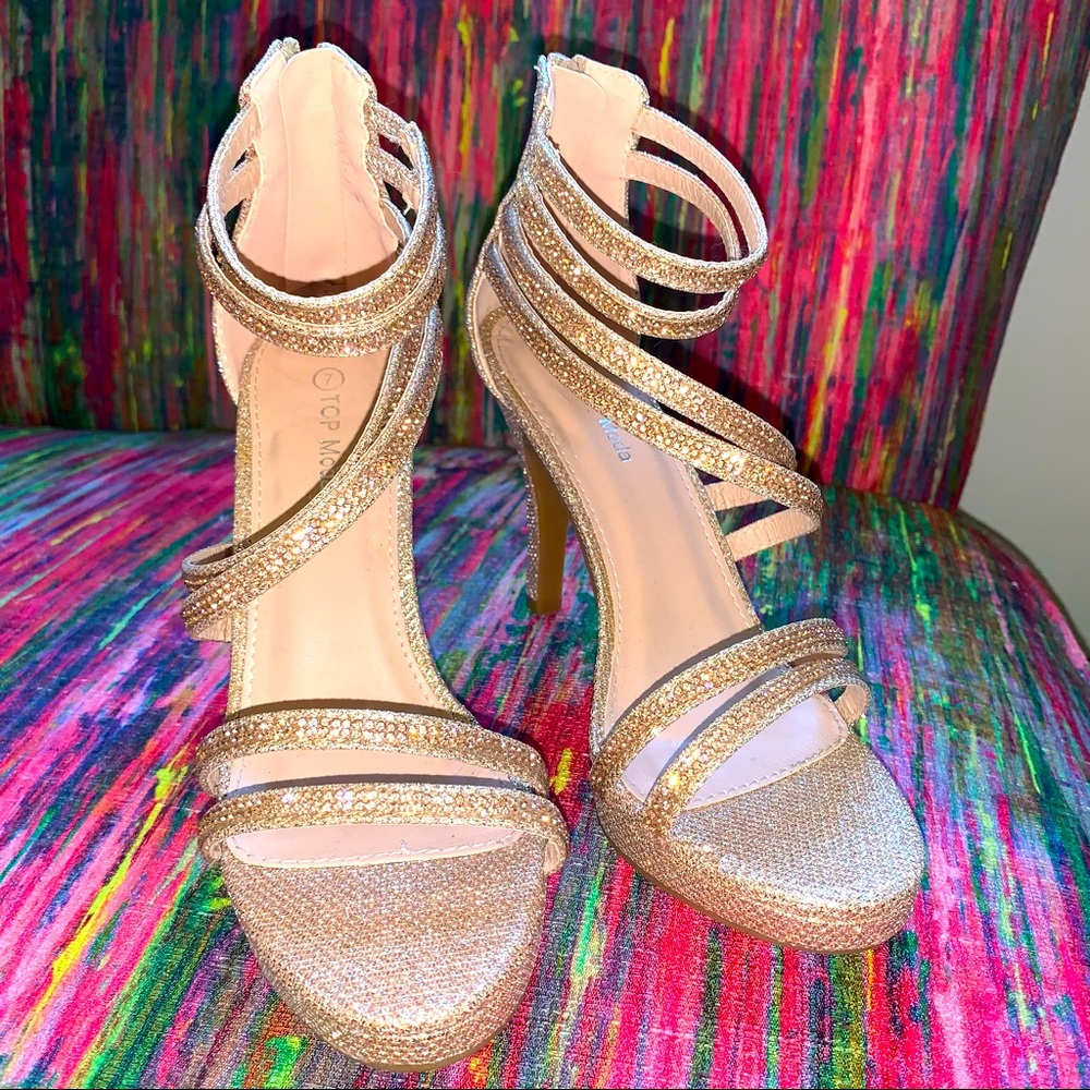 TOP Moda Strappy Sparkle Heels